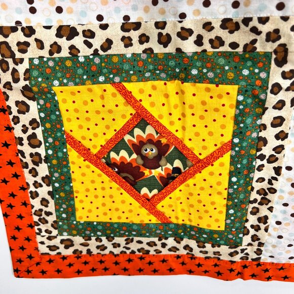 Homemade Handcrafted Baby Lap Blanket Quilt Fall Wall Hang Turkeys 39 1/2" x 30" - Picture 10 of 16